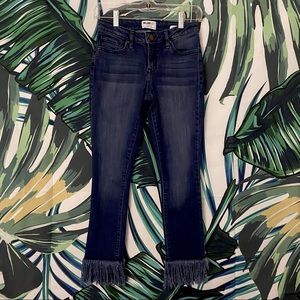 William Rast ankle cropped skinny jeans with fringe/frayed hem